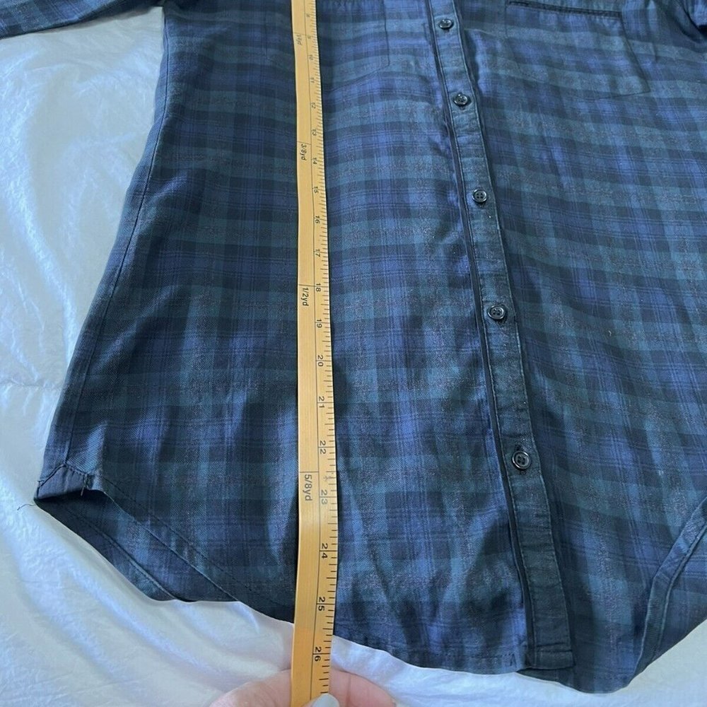 The Kooples | Women’s Small | Blue Green Plaid Blouse Padded Shoulders | Western - Picture 5 of 7